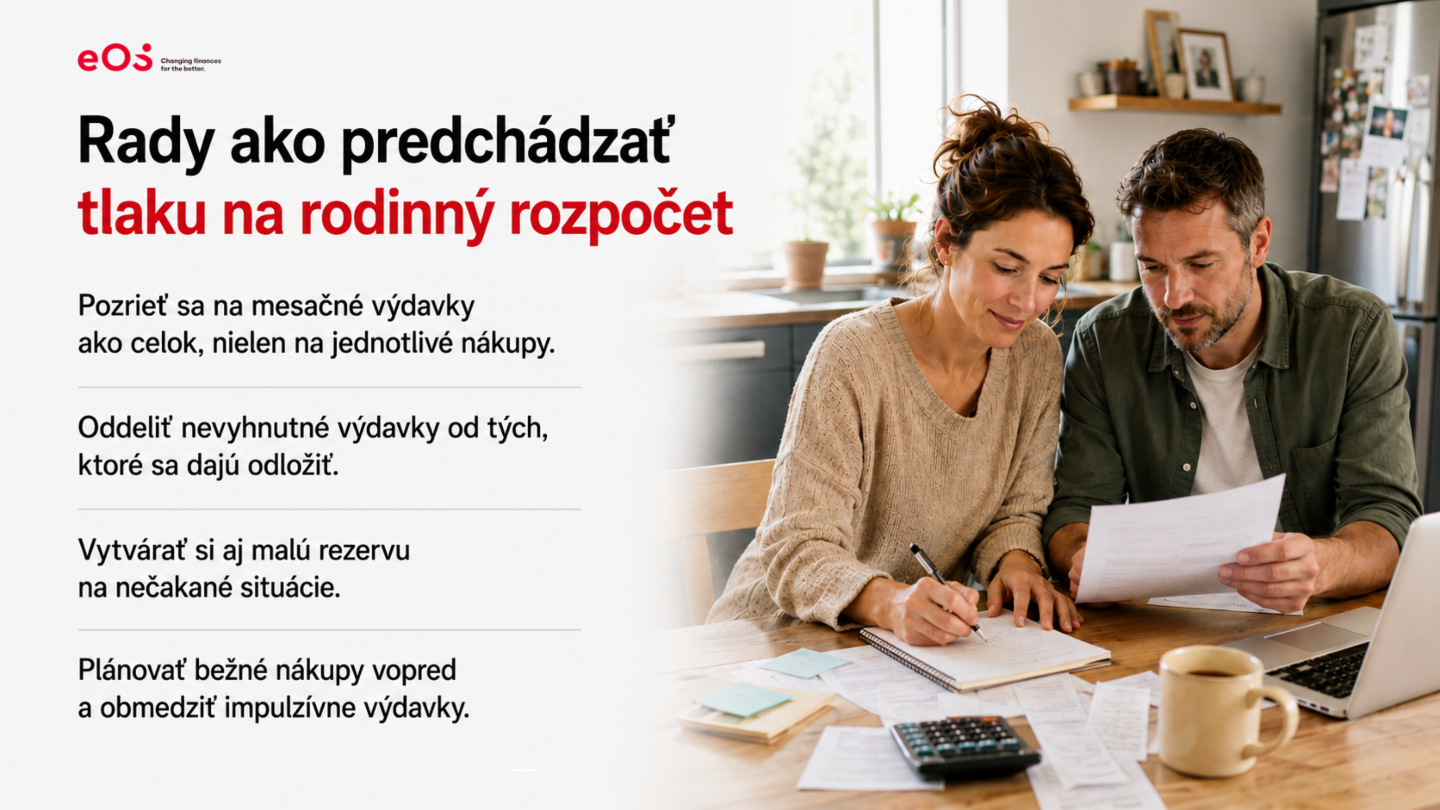 EOS KSI rady: Infografika s tipmi ako predchádzať tlaku na rodinný rozpočet – pár plánuje spoločne výdavky domácnosti a tvorí rezervu na nečakané situácie